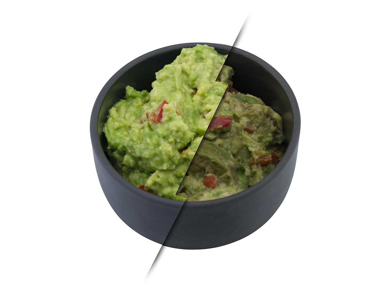 Guacamole treated with Food freshly vs. untreated
